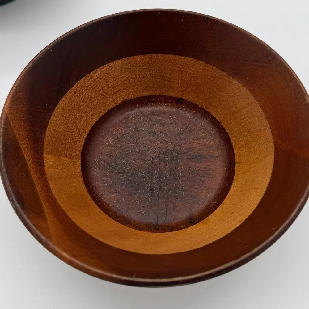 Woodpecker Woodware Bowls Set of 3 MCM Wood Vintage 6